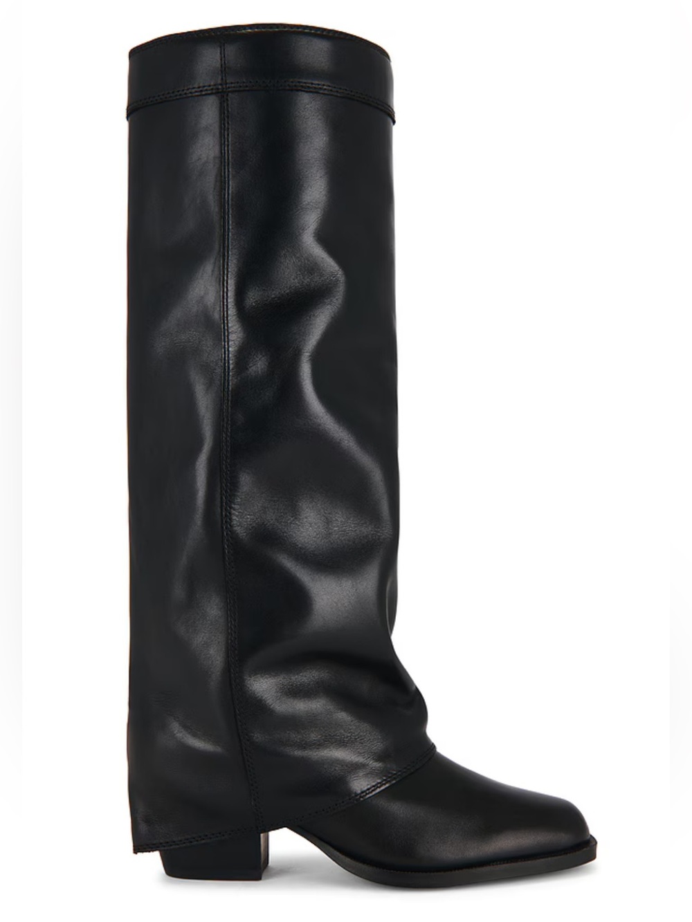 Steve Madden Winnick Wide Calf Boots Black Leather knee high square Revolve 8